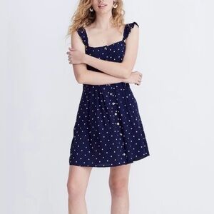Madewell Navy Polka Dot Dress